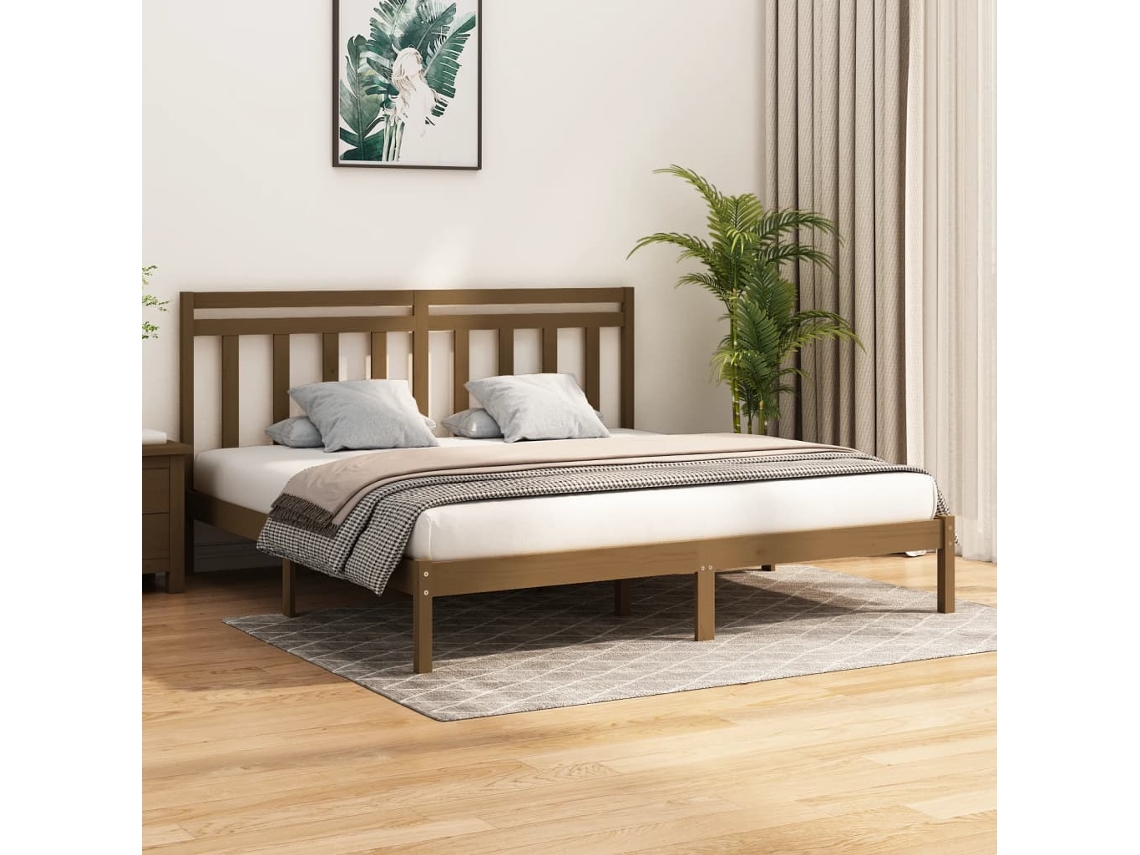 Vidaxl Estrutura De Cama 200x200 Cm Madeira Maciça Castanho Mel