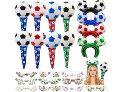 Kit de Apoio para Futebol 2026, Bandolete, Bastões Insufláveis e Tatuagens Temporárias para Festas Desportivas JORTMRD