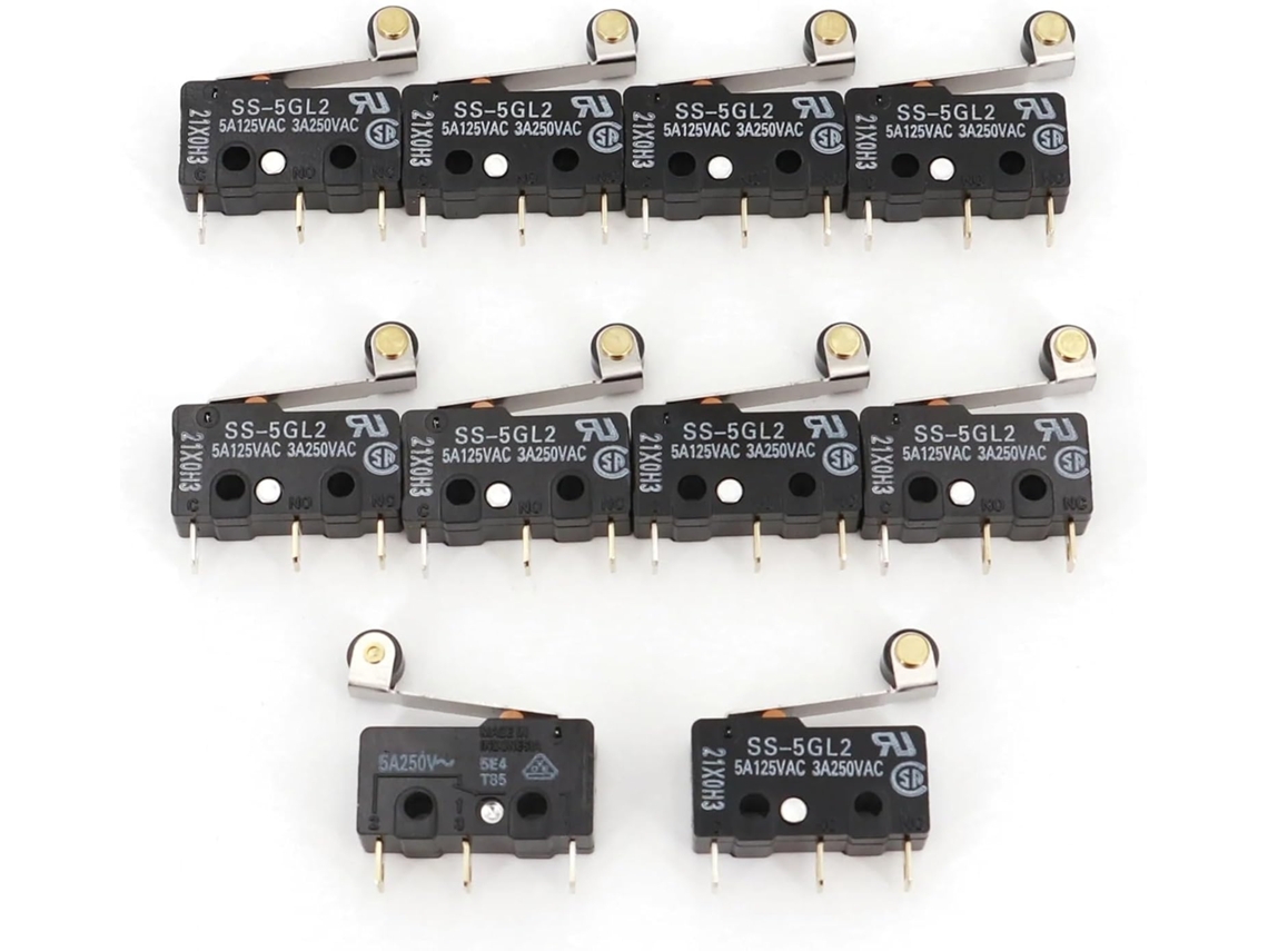 10-interruptores Básicos Subminiatura Spdt De 3 Pinos Ss 5gl2 Com Alavanca Rolete Articulada