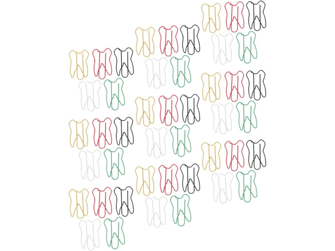 60 Clips de Papel Metálicos Criativos e Macios em Formato Dente para Organizar Documentos Fora da Mesa na Escola
