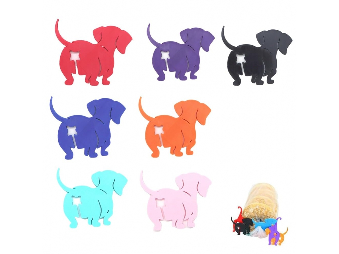 Prendedores De Pão Coloridos Em Formato De Dachshund, Impressos Em 3d, Para Guardar Pão