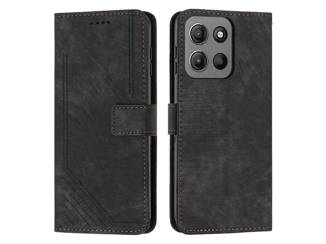 Capa De Couro Para Celular Com Padrão Listrado E Cordão