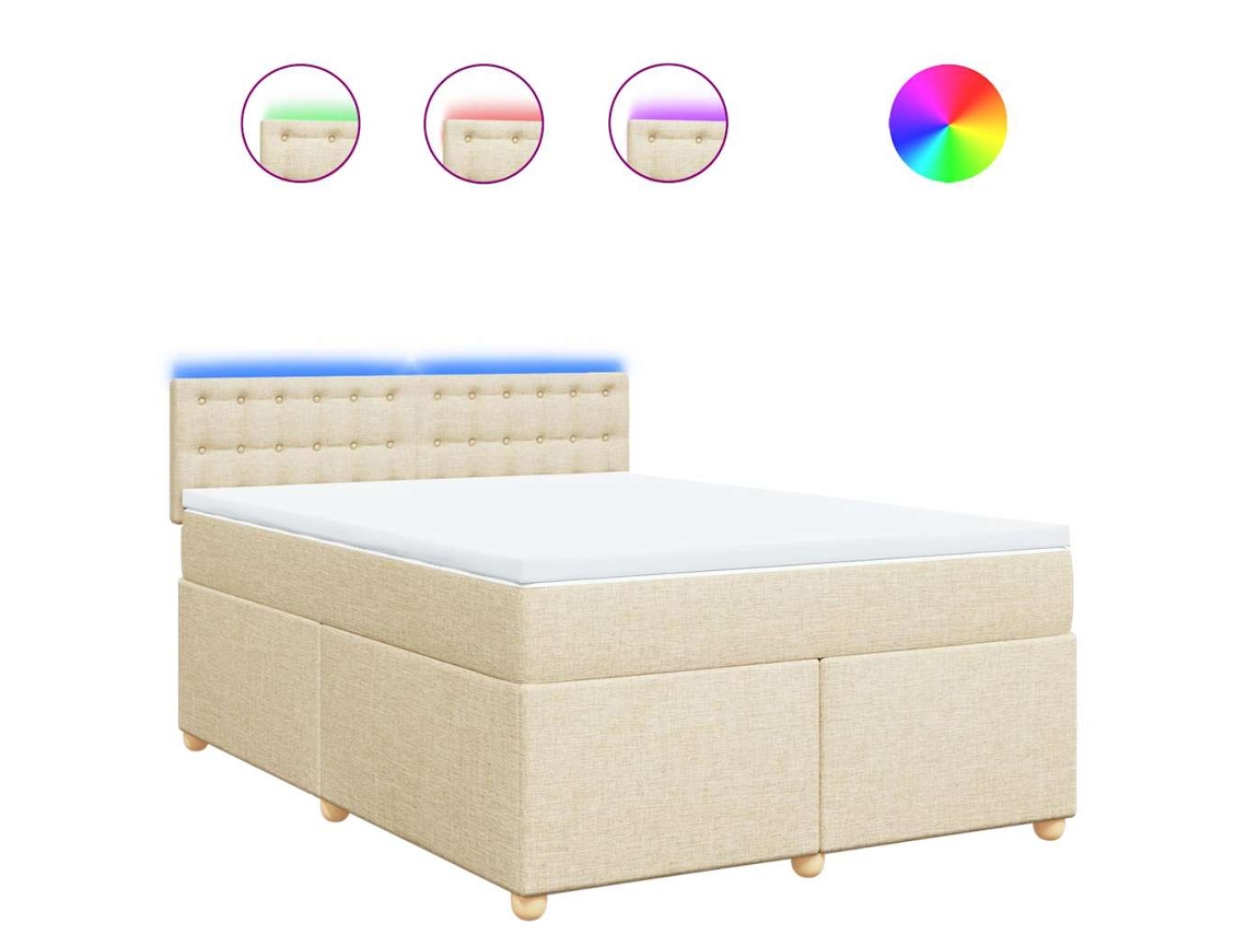 Box Spring Bed, Box Spring Beds Vidaxl Creme Tecido (140 X 190 Cm)