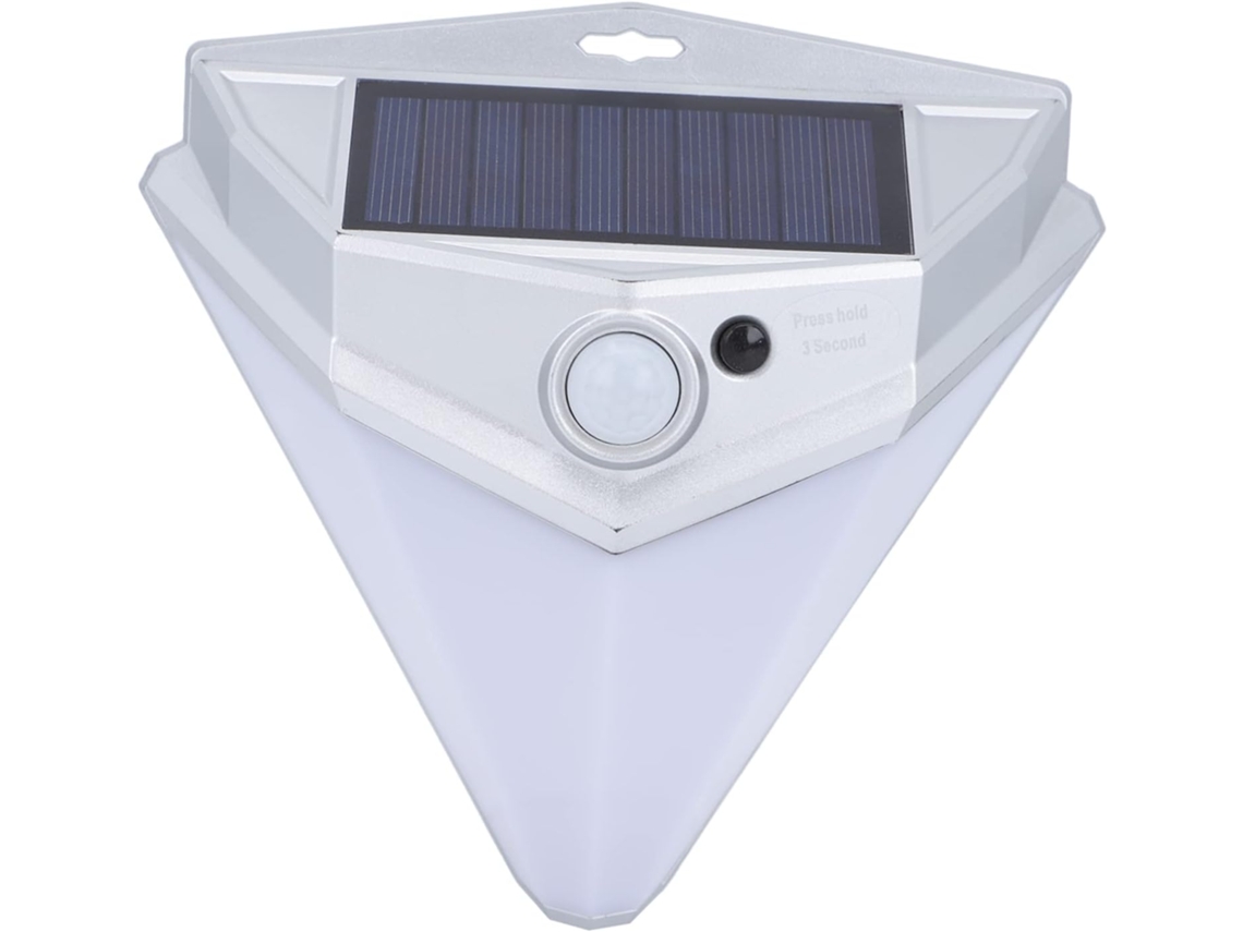Luminária De Parede Solar Prateada Para Jardim E Iluminação Decorativa Por Indução.