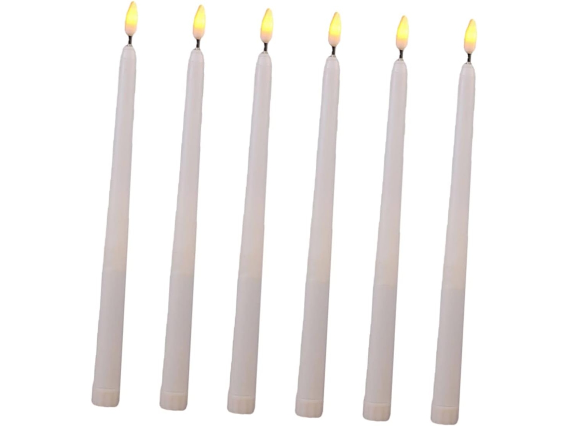 Conjunto De 6 Velas Decorativas De Led Com Haste Longa E Acabamento Brilhante, Ideais Para O Halloween E Festas.