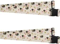 Conjunto De 2 Cintas Bagagem O Ano Novo Ovelhas Douradas E Rosas Resistentes Ajustáveis Mala Bolsa Acessórios
