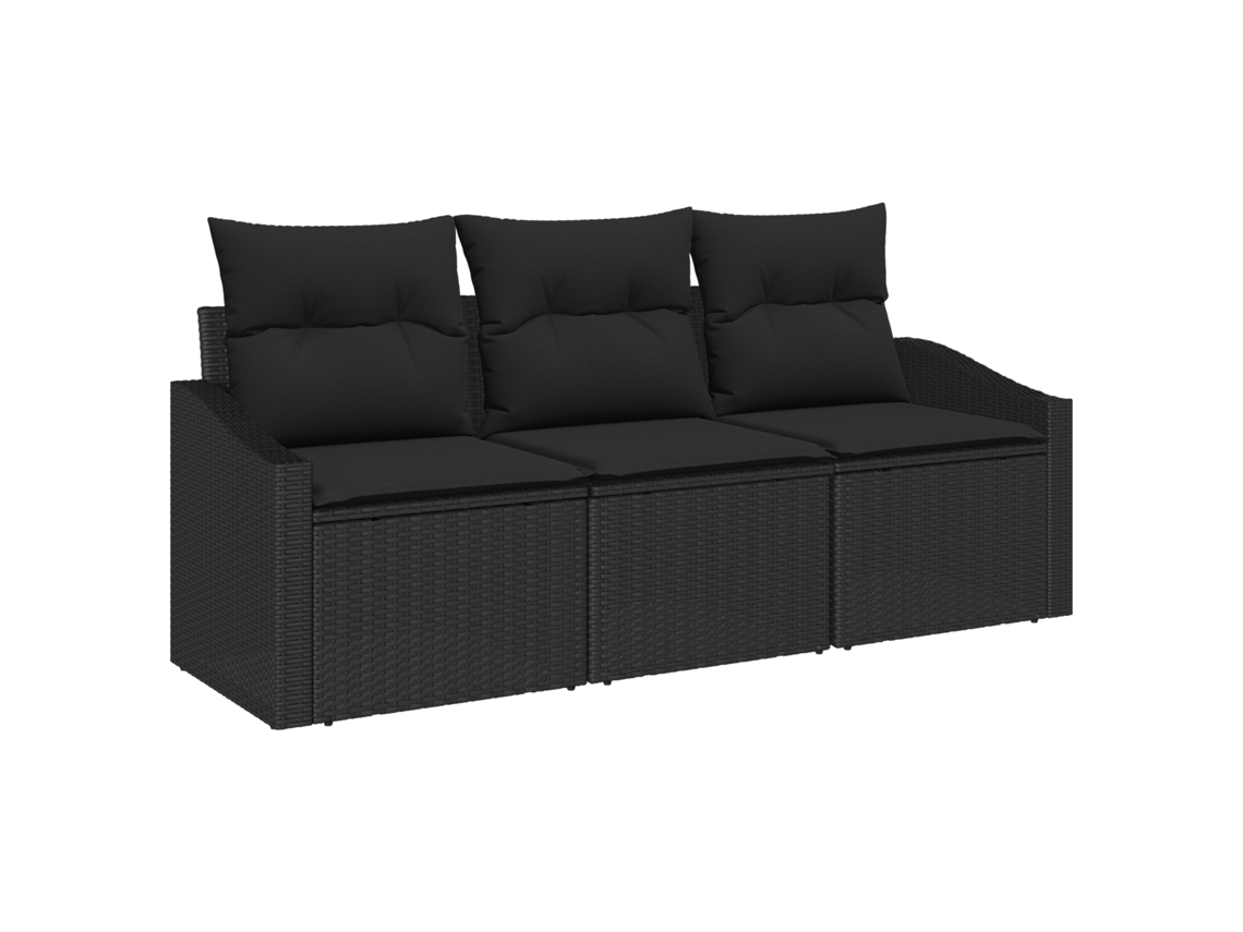 Conjunto 3 Móveis De Jardim Vidaxl Preto Vime Pe (178 X 62 X 85 Cm)