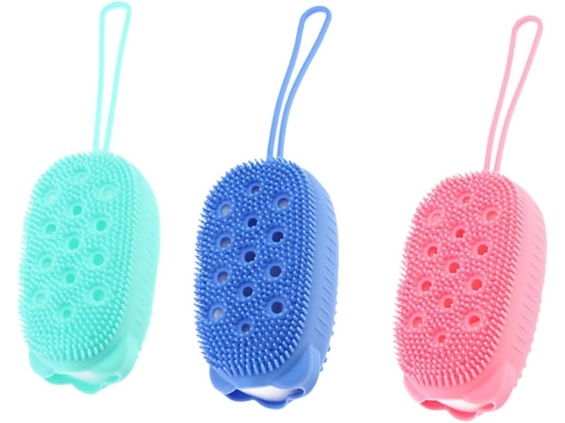Conjunto De 3 Escovas Banho Esfoliantes Silicone Ultra Multifuncionais Para Adultos, Para Banho E Corpo, Em Gel De Cor