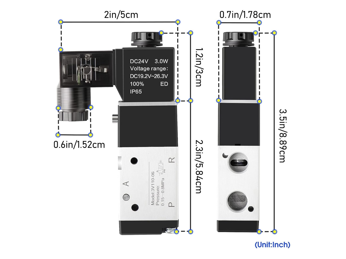 Válvula Solenóide Pneumática Laxiscreed Dc 12v 1/8 Npt Para Controlo De Ar Comprimido