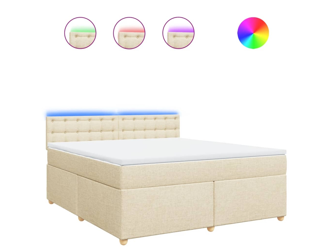 Box Spring Bed, Box Spring Beds Vidaxl Creme Tecido (180 X 200 Cm)