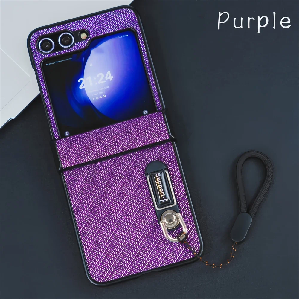 (roxo, Galaxy Z Flip 6) Capa De Celular Luxuosa E Brilhante Com Pulseira, Proteção Para Lente, Capa Traseira Protetora Invisível