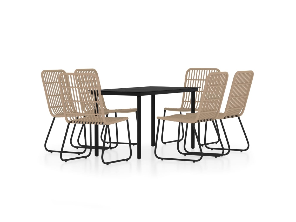 Maison Exclusive - 7 Pcs Conjunto De Jantar Para Jardim Cor De Carvalho