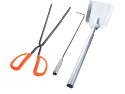 Kit de Utensílios para Lareira Kichouse, 3 Peças: Pinça para Fogo e Pá para Carvão, Feitos de Ferro, Robustos e CHABERLU