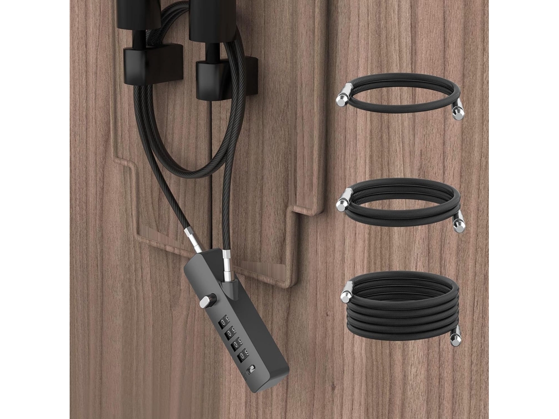 Cadeado De Cabo Com Combinação, Cabo De Aço Com 4 Dígitos E Senha, Cadeado Para Armários Com 3 Comprimentos De Cabo Para Bicicleta Aquaforge