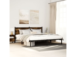 Cama De Casal | Camas Para Quarto | Estrutura De Cama Sem Colchão 183x213cm Metal Carvalho Fumado