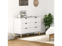 Cómoda 6 Gavetas Com Pés Elevados, Estilo Moderno Anti-tombo 120x40x76 Cm Branco