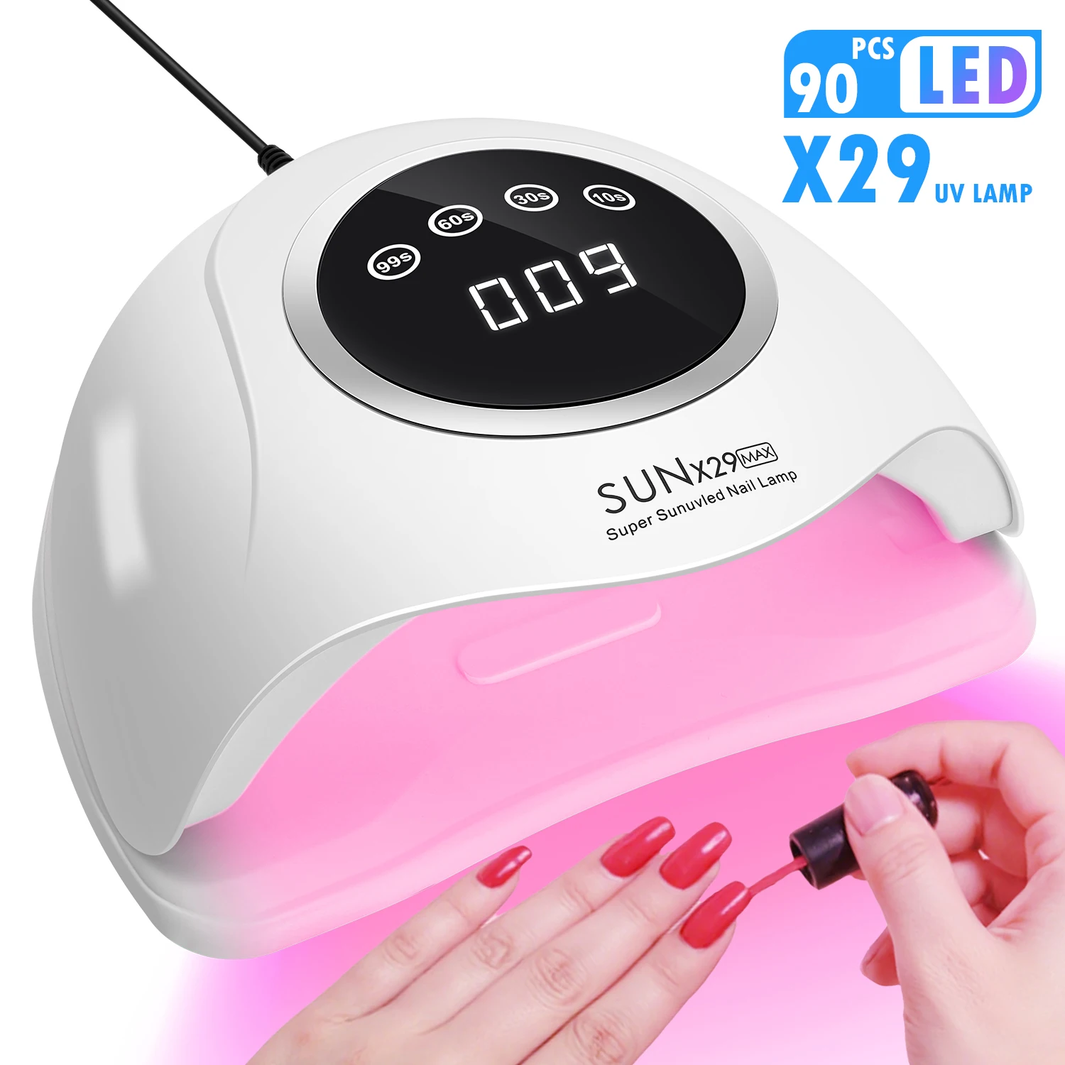 Lâmpada De Unhas Com Tela Sensível Ao Toque, Equipada Com Sensores Inteligentes E Ferramentas De Unhas Com Cabo.