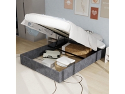 Cama Moderna 160x200 Cm - Estilo Simples, Com Elevação Hidráulica - Cinza
