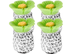 Conjunto de 4 tampas universais para válvulas de pneus, com estampa decorativa de flor em strass.