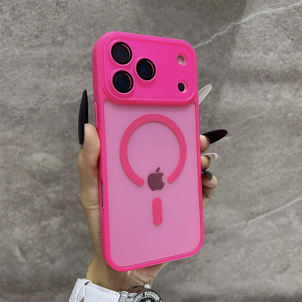 Capa Transparente Para Iphone 14, Cor Ouro Rosa, Com Carregamento Sem Fio E Compatível Com Magsafe.