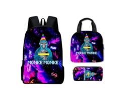 Conjunto De 3 Peças Mochila Gorilla Tag Infantil, Escolar, Lancheira, Estojo Para Lápis Presente Aquaforge