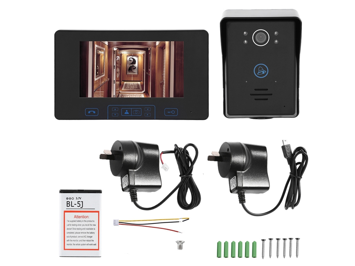 Campainha Intercomunicadora De Vídeo Sem Fio De 7 Polegadas (alimentada Por Bateria, 2,4g)