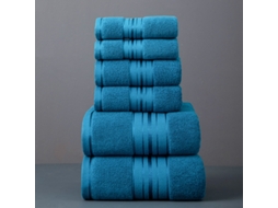 Conjunto De 6 Toalhas De Banho Em Algodão Extra Grandes E Grossas, Macias E Absorventes Para Uso Doméstico E Na Praia Azul Hexinyigjly