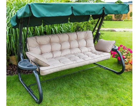 Almofada de balanço Hollywood, almofada de balanço de jardim, almofada de banco com encosto - Largura 180 cm - Bege