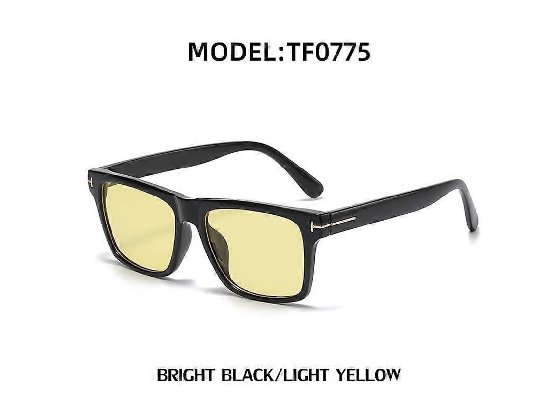 Óculos de Sol Tom Brand TF Retangulares, 2022, Luxo, Alta Qualidade, UV400, Unissex, Preto, Amarelo, S/MARCA