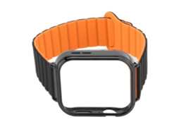 Cinto De Relógio Magnético Silicone Laranja Com Case Preto Para Watch Fit 3