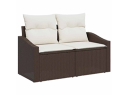 Maison Exclusive - Conjunto De Sofás Com Almofada 7 Pcs Marrom E Creme Vime Pe