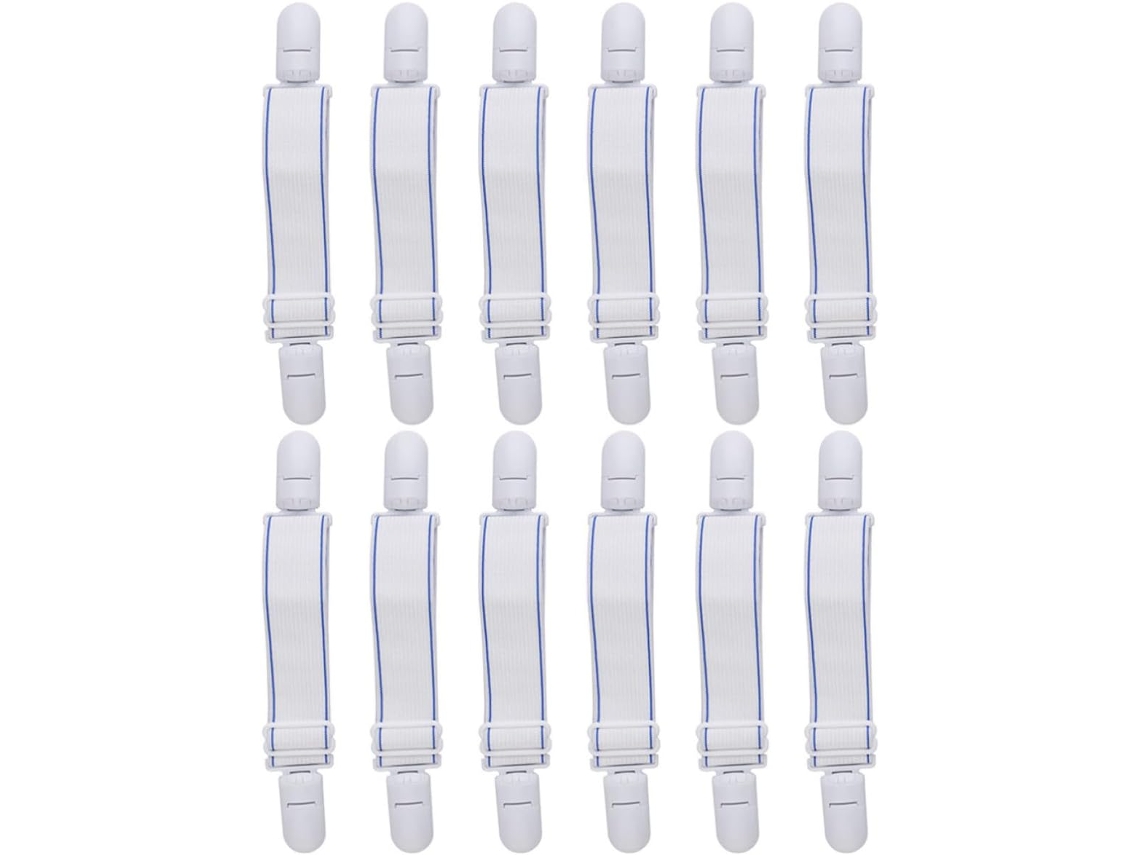 Secfou Conjunto De 12-tiras Ajustáveis Para Lençóis, Clipes Firmes De Plástico E Lona Para Evitar Que O Lençol Deslize