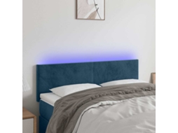 Vidaxl Cabeceira De Cama C/ Luzes Led Veludo 144x5x78/88cm Azul-escuro