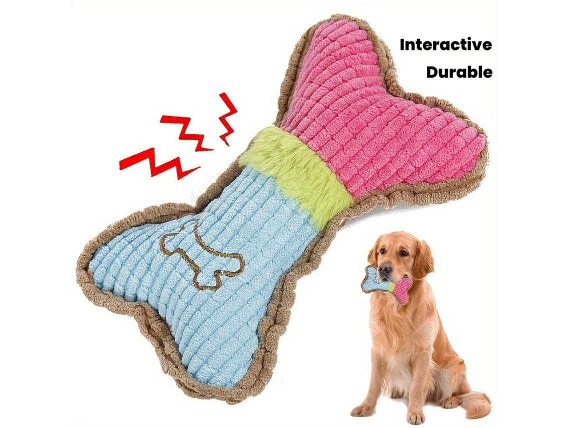 2 Brinquedos Interativos de Pelúcia em Forma Osso Ideais para Cães de Tamanho Médio Roerem, Ideais para Crianças, Educativo, Durá STELASPLEN