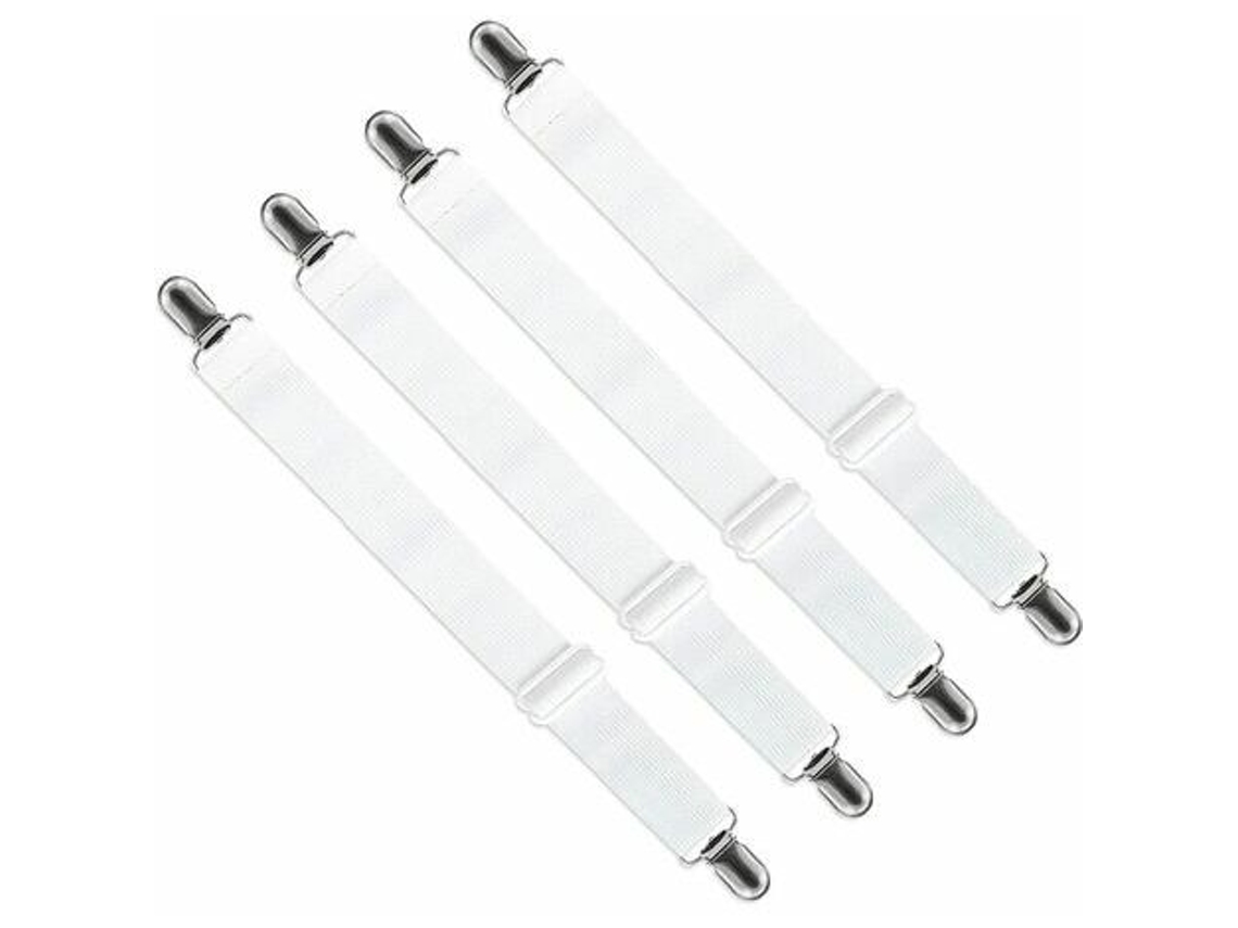 Barra De Tensão Elástica Ajustável Para Lençóis, Capas De Sofá E Tábua De Passar Roupa Aquaforge (branca, Pacote Com 4 Unidades, Extensível)