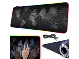 Papel De Parede Rgb Para Desktop Gamer Com Mapa Múndi 80x30 Preto Brilvibera
