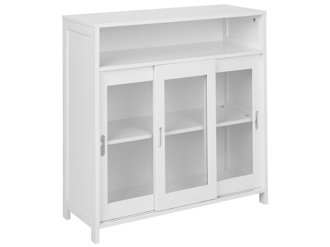 Aparador Vitrina Beliani Crabtree De Mdf Blanco 86x32x86