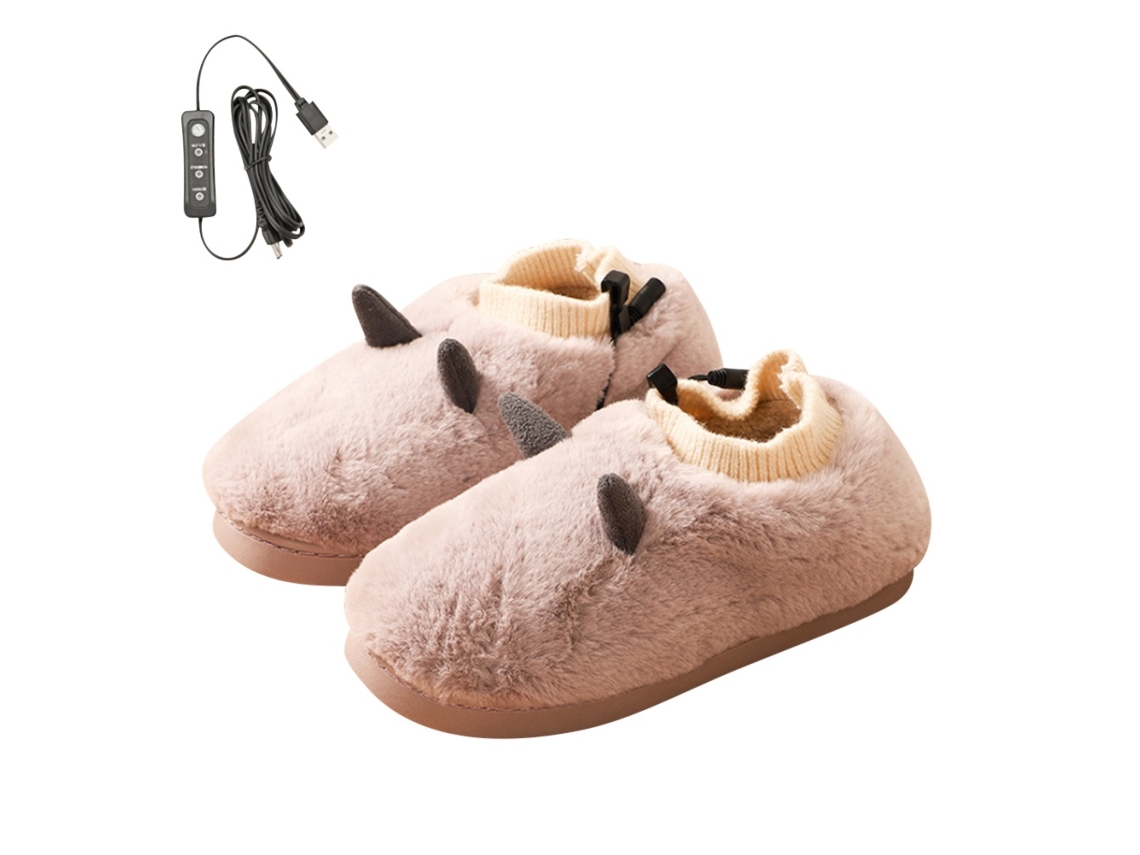 2026 pantuflas Quentes Usb com Termostato Ajustável Antiderrapantes para Mulher Manto de Pés Inverno