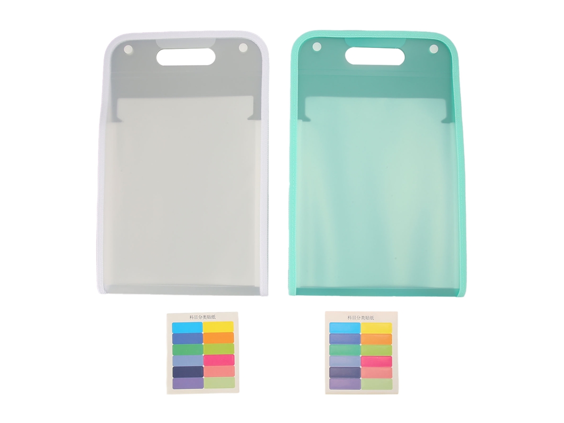 2 Pastas Verticais com 13 Bolsos para Documentos A4 Organizador Plástico Branco e Verde