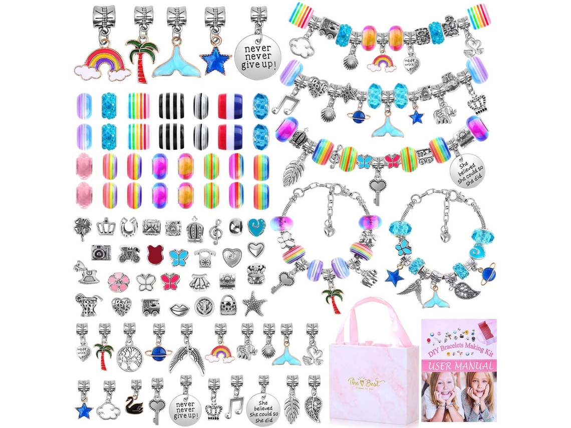 Kit Diy Para Criar Pulseiras Com Contas E Correntes, 85 Peças Elysve