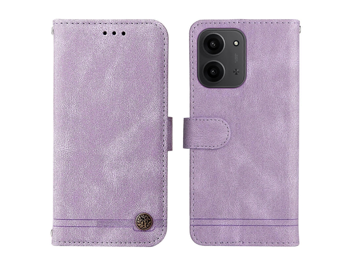 Capa De Couro Tipo Carteira Com Suporte E Alça Para Xiaomi Redmi 15c 4g E Xiaomi Redmi 15c 5g, Com Toque De Pele, Roxa