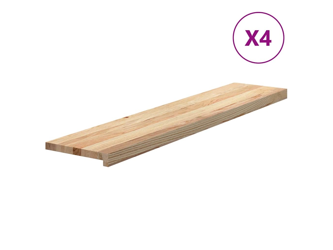 Tapetes de Escada 4 Pcs 120x25x2cm Carvalho Maciço Não Tratado MAISON EXCLUSIVE