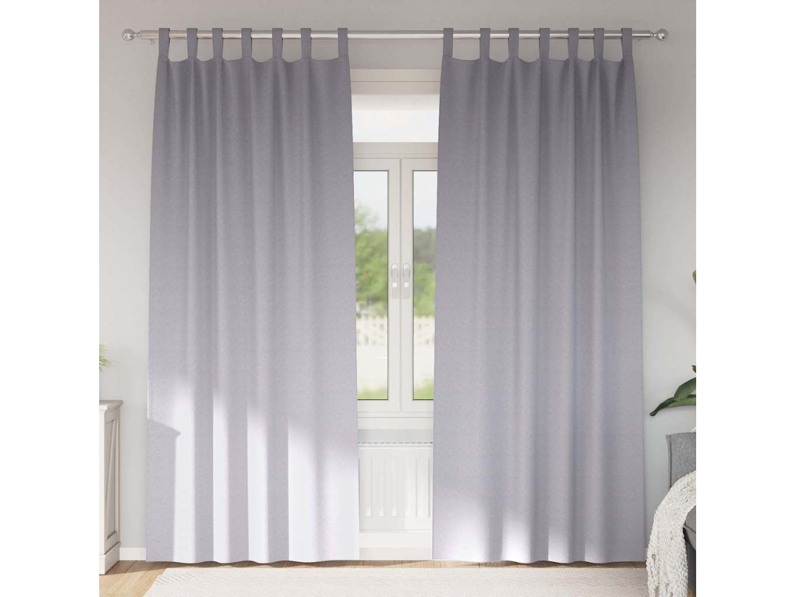 Vidaxl Cortinas Blackout Com Argolas 2 Unid. Cinza Metálico Poliéster