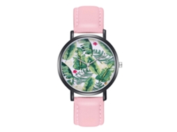 Relógio de Pulso para Casais de Moda com Pulseira de Couro Pu Analógico Quartz Rosa
