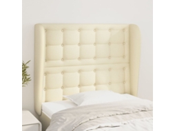 Cabeceira | Painel De Cama Cama C/ Abas Couro Artificial 83x23x118/128 Cm Creme