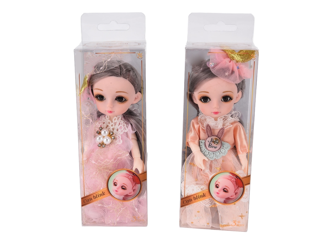 Primerox boneca Linda com Articulações Móveis Cabelo Cacheado Longo 6.7pol para Meninas