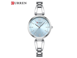 Relógio Feminino de Pulseira de Aço com Pequeno Painel , Resistente À Água, Minimalista MDUG (cinta Prateada, Case Prateado e Face Azul)