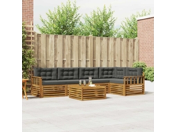 Vidaxl Conjunto De Sofás Para Exterior 6 Unid. Natural E Antracite