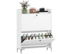 Sapateira Para Até 16 Pares Com 2 Gavetas Basculantes E Prateleiras Ajustáveis, 80x24x101 Cm, Branca