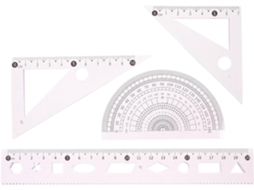 Conjunto de desenho Beavorty com 3 peças, decalque e prancheta triangular, feito de plástico resistente à luz.